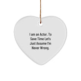 Funny Actor Gifts from Friends, Christmas Unique Heart Ornament, Actor Heart Shaped Decorations - Image 1